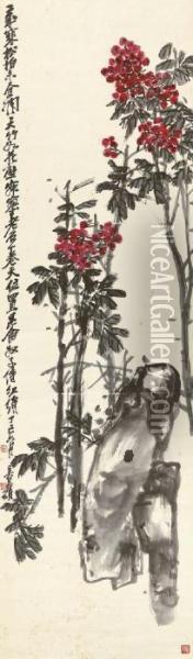 Flower Oil Painting - Wu Changshuo