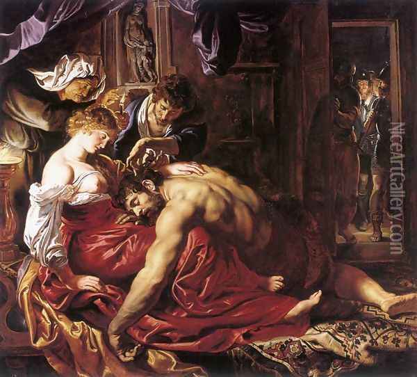 Samson and Delilah c. 1609 Oil Painting - Peter Paul Rubens