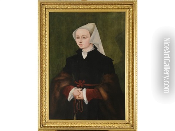 Portrait Of A Lady, Probably Elizabeth Hope Oil Painting - Jan Van Scorel