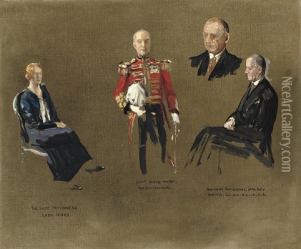 Portrait Studies For The Master Mariners Oil Painting - John Lavery