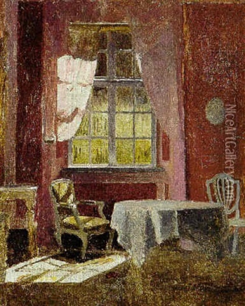 Interior Fra Liselund, Elisabeth De La Clamettes Sovevaerelse Oil Painting - Peter Vilhelm Ilsted
