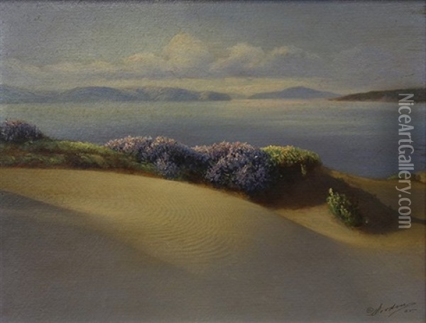 San Francisco Ocean Beach (day And Evening) (2 Works) Oil Painting - Willard E. Worden