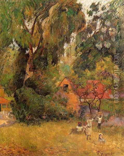 Huts Under The Trees Oil Painting - Paul Gauguin