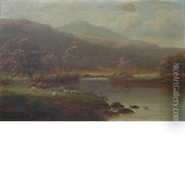 View In Borrowdale (cumberland)(+ On The Lledr, North Wales; 2 Works) Oil Painting - William Mellor