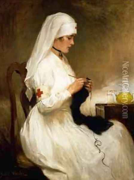 Portrait of a Nurse from the Red Cross Oil Painting - Gabriel Emile Niscolet