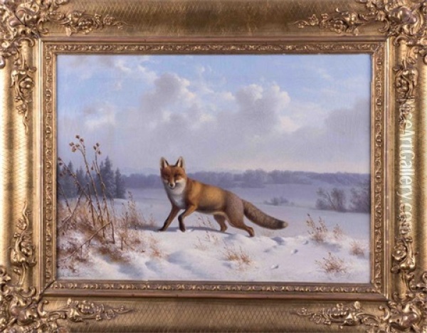 Fuchs In Winterlandschaft Oil Painting - Wilhelm Reinhardt