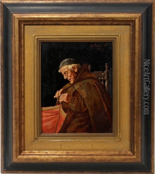 Study Of Monk, Florence Oil Painting - Arnaldo Tamburini