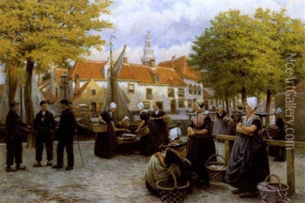 Visleursters Op De Kade Te Vlissingen Oil Painting - Henri Houben