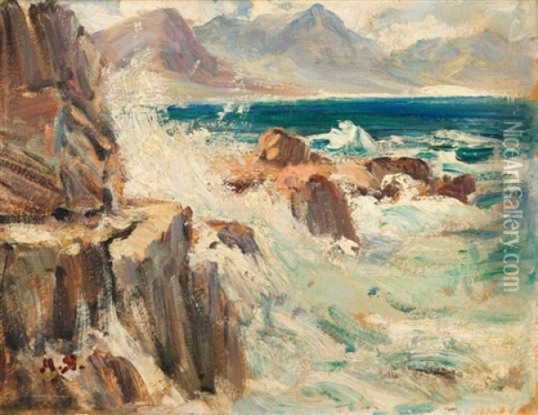 Rocky Coastline Oil Painting - Pieter Hugo Naude
