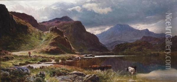 Lyn Y Ddinas, North Wales Oil Painting - Sidney Richard Percy