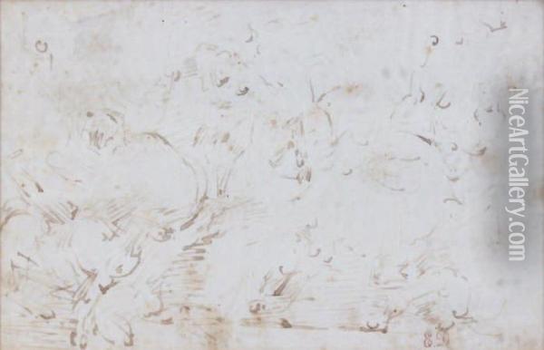 Etude Pour La Chasse Au Lion Plume Oil Painting - Eugene Delacroix