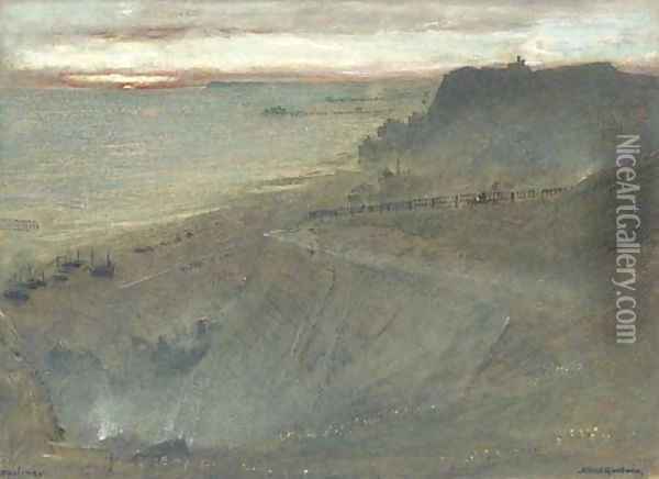 Hastings from East Hill, West Sussex Oil Painting - Albert Goodwin