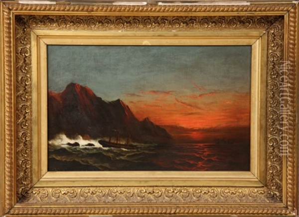Shipwreck At Dusk Oil Painting - James Hamilton