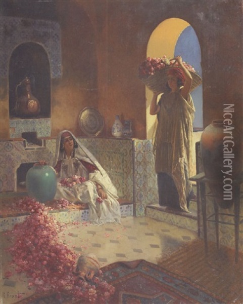 La Cueillette De Roses Oil Painting - Rudolf Ernst