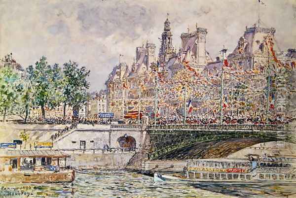 Place de lHotel de Ville Paris Oil Painting - Frederic-Anatole Houbron