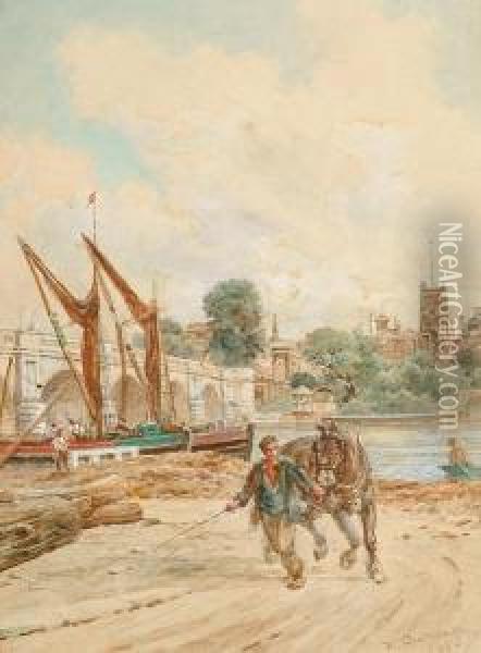 Turning The Barge Horse Oil Painting - Walter Duncan