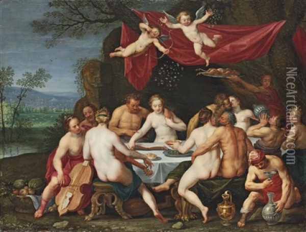 The Wedding Feast Of Bacchus And Ariadne Oil Painting - Marten Pepyn