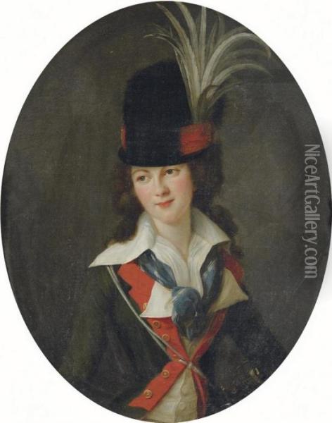 Portrait Of Victorienne Delphine
 Natalie De Rochechouart Mortemart,marquise De Rouge, Half-length, In 
Riding Habit Oil Painting - Elisabeth Vigee-Lebrun