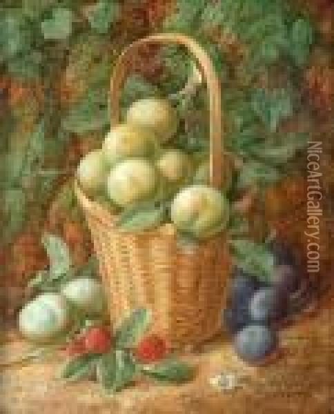 Still Life Of A Basket Of Apples And Other Fruit Oil Painting - Vincent Clare