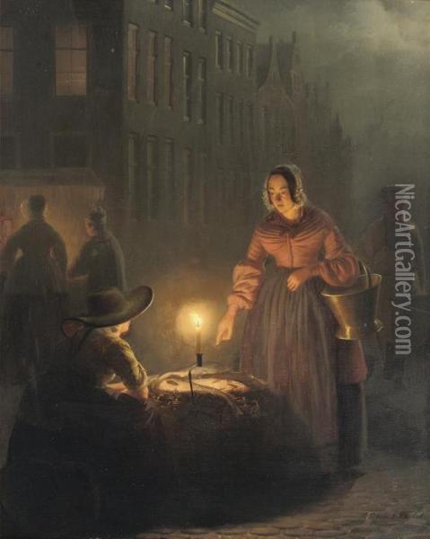 The Night Market Oil Painting - Petrus van Schendel