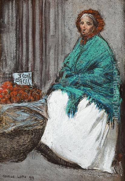 The Apple Seller Oil Painting - George Luks