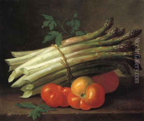 Still Life with Asparagus and Tomatoes Oil Painting - Paul Lacroix