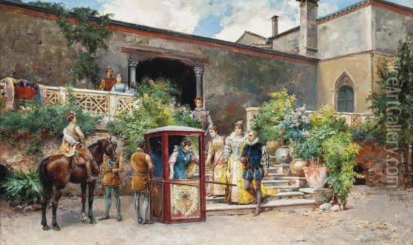 The Welcome Oil Painting - Cesare-Auguste Detti