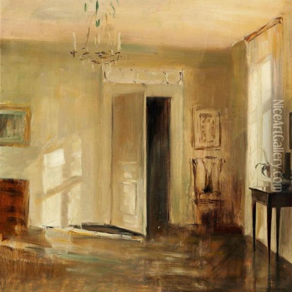 Interior Flooded With Sunlight Oil Painting - Carl Vilhelm Holsoe