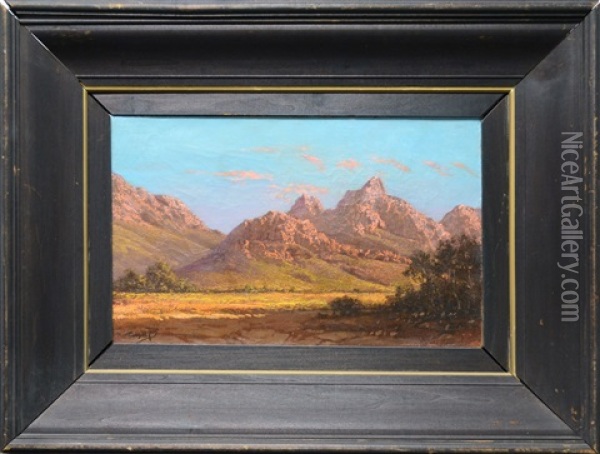 South African Landscape With Hills Oil Painting - Tinus de Jongh