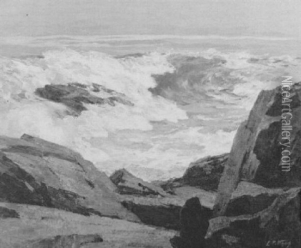 Surf Breaking On Rocky Shore Oil Painting - Edward Henry Potthast