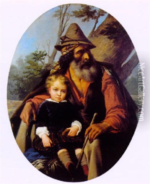 L'enfant Et Le Brigand Oil Painting - Raymond Auguste Quinsac Monvoisin
