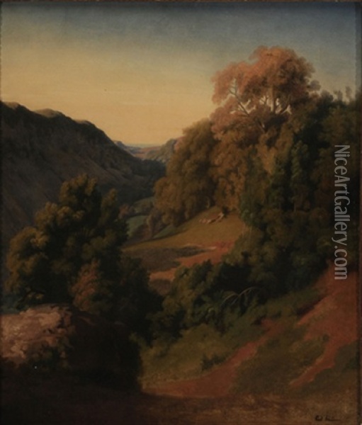 View Of A Ravine Oil Painting - Paul Jean Flandrin