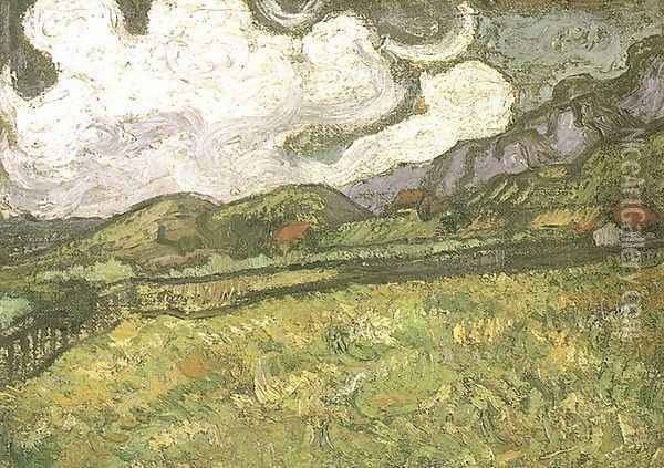 Champ de blé derrière l'hôpiltal de Saint-Paul 1889 Oil Painting - Vincent Van Gogh
