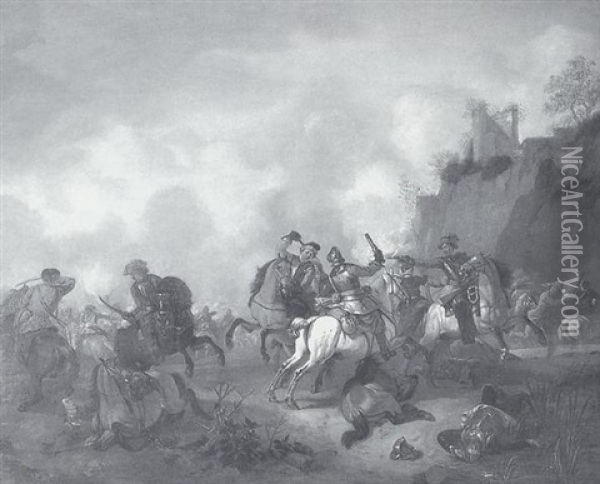 The Battlefield Oil Painting - Jan van Huchtenburg