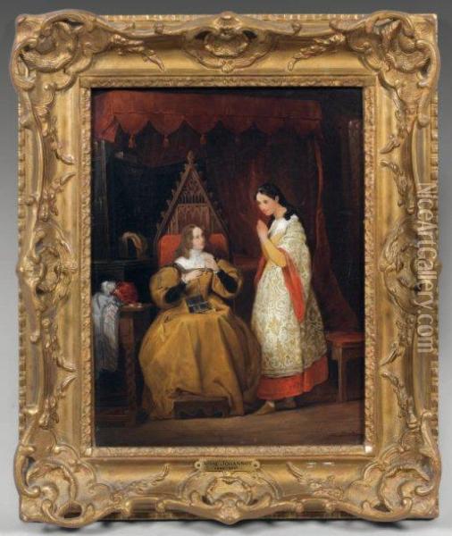 Le Coffret A Bijoux Oil Painting - Alfred Johannot