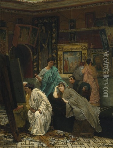 The Collector Of Pictures At The Time Of Augustus Oil Painting - Sir Lawrence Alma-Tadema