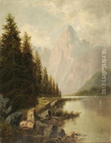 Motiv Vom Kochel-see In Bayern Oil Painting - August Lang