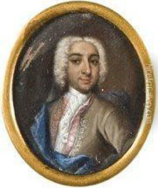 Portrait De Gentilhomme En Habit Beige Oil Painting - Cornelis Troost