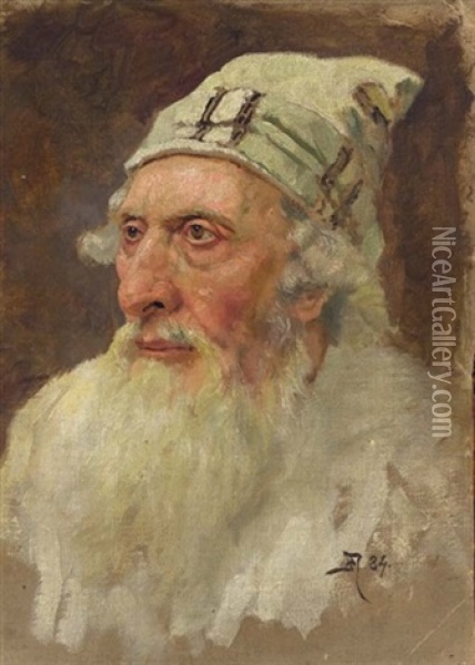 Portrait Of An Old Jewish Man Oil Painting - Vasili Dimitrievich Polenov