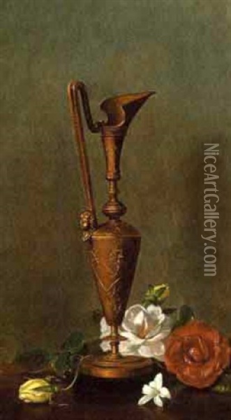 Gilt-bronze Ewer With Flowers Oil Painting - Edward Chalmers Leavitt