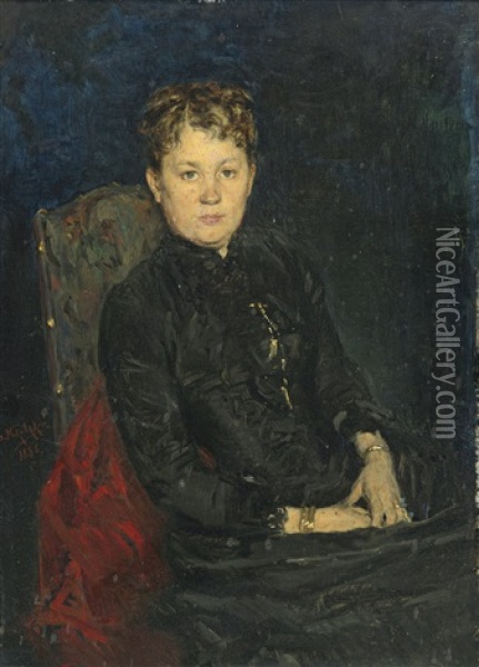 Portrait Of A Woman Oil Painting - Vladimir Egorovich Makovsky