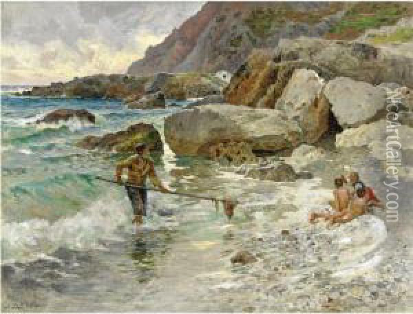 I Figli Del Mare, Capri Oil Painting - Antonino Leto