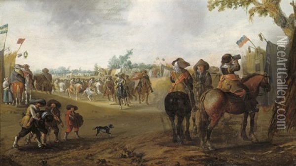 A Military Encampment With Cavalrymen Oil Painting - Palamedes Palamedesz the Elder