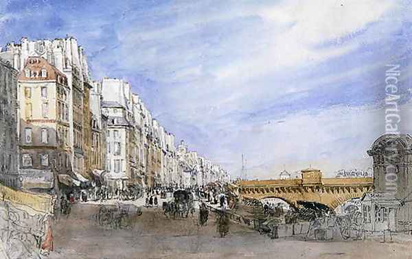 Pont Neuf from the Quai de L'Ecole, Paris Oil Painting - David Cox