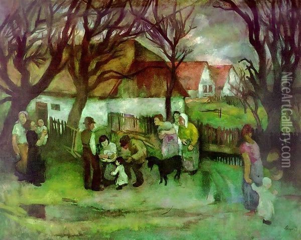Evening at Zebegeny 1928 Oil Painting - Istvan Desi-Huber