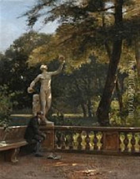 Fra Villa Borghese Oil Painting - Frederik Niels Martin Rohde