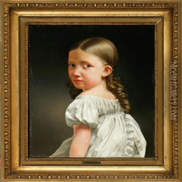 Portrait Of Henriette Cathala As A Child Oil Painting - Albert Kuchler