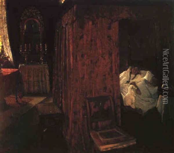 Interior At Sophiendal, Near Skanderborg Oil Painting - Harald Slott-Moller