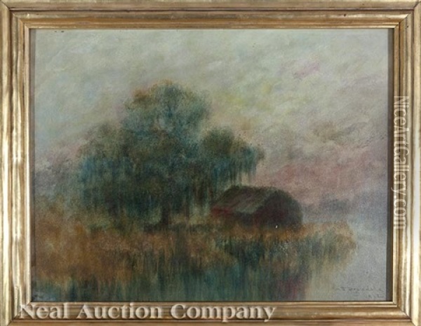 Bayou Landscape With Cabin Oil Painting - Alexander John Drysdale