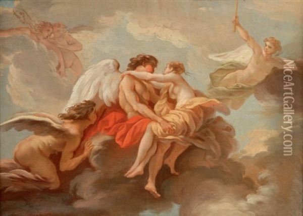 Le Temps Embrassant L'amour Oil Painting - Jean Baptiste Marie Pierre